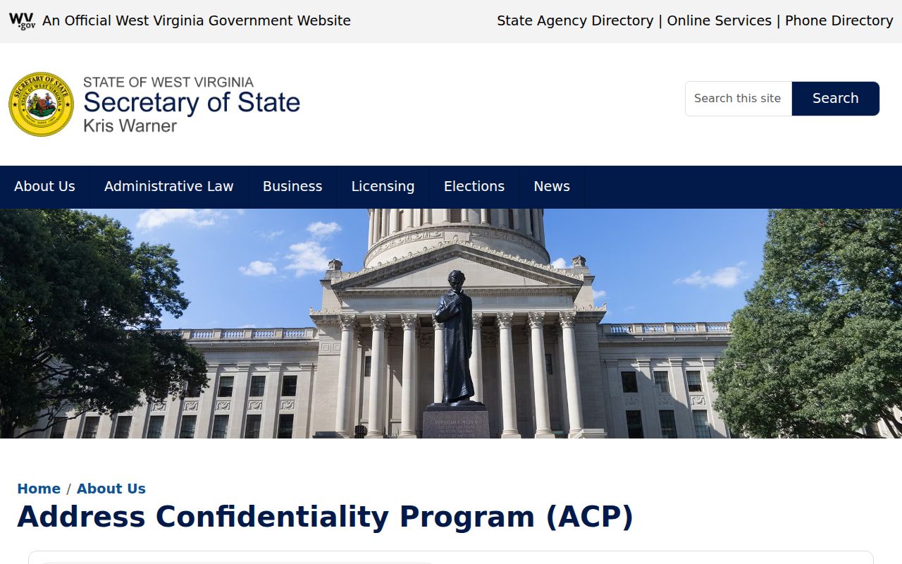 West Virginia address confidentiality information relevant to Calhoun County owner records